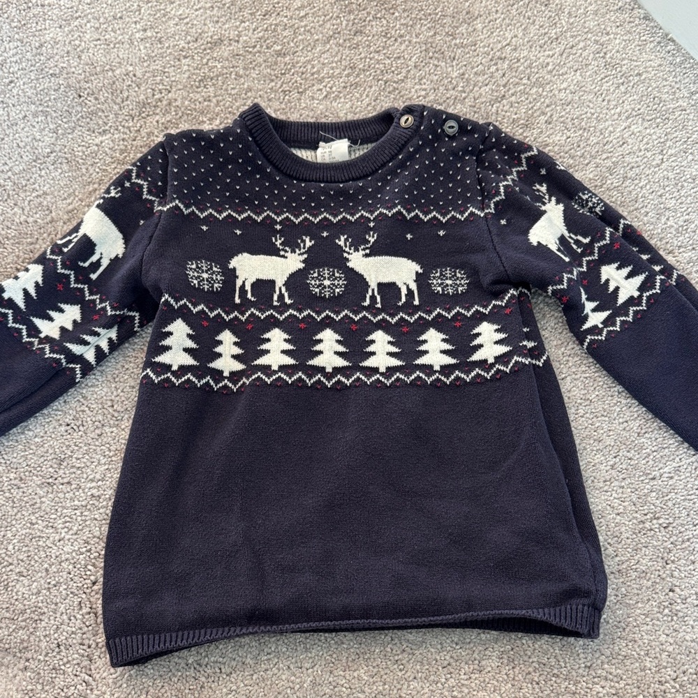 Navy Reindeer Pattern Sweater